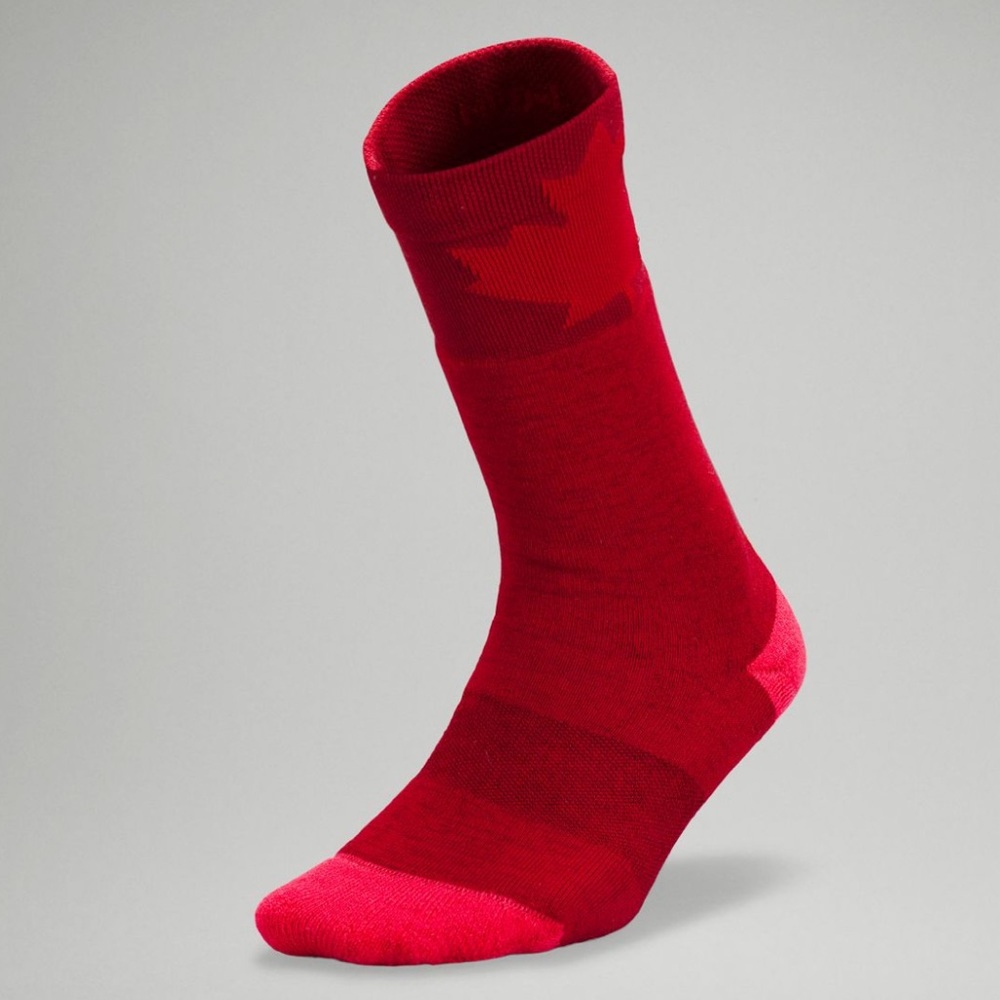 Lululemon Team Canada Women Daily Stride Boot Crew Sock Maple Warm Olympic Red S